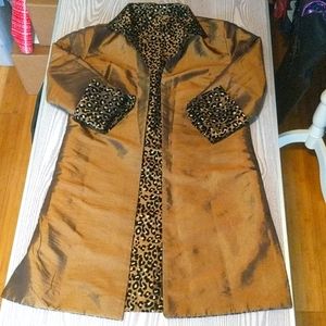 Sz S Cheetah and Bronze Satin Jacket reversible